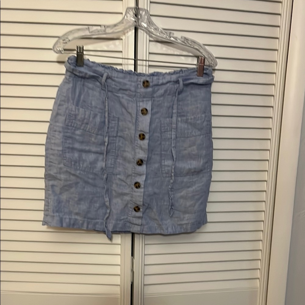 Jones &Co Linen Light Blue denim look Button-Front Skort Size Small